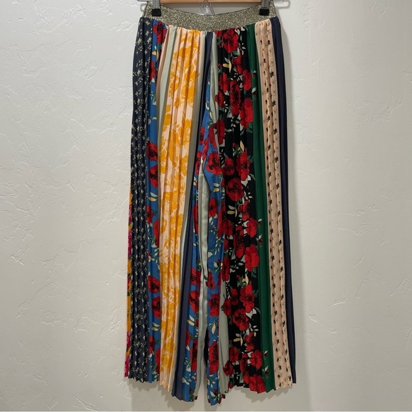 Anthropologie Spirited Patchwork Striped Wide Leg Pleated Pants Women's XS - Picture 8 of 16